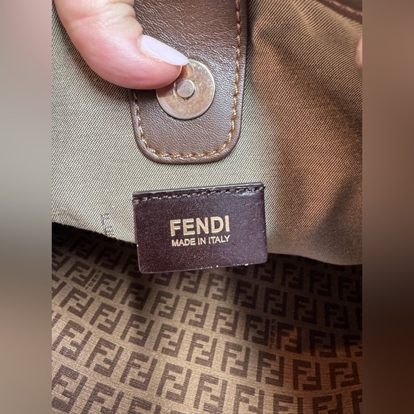 Authentic Fendi Zucchino Canvas and Leather Shoulder Bag - Picture 8 of 16